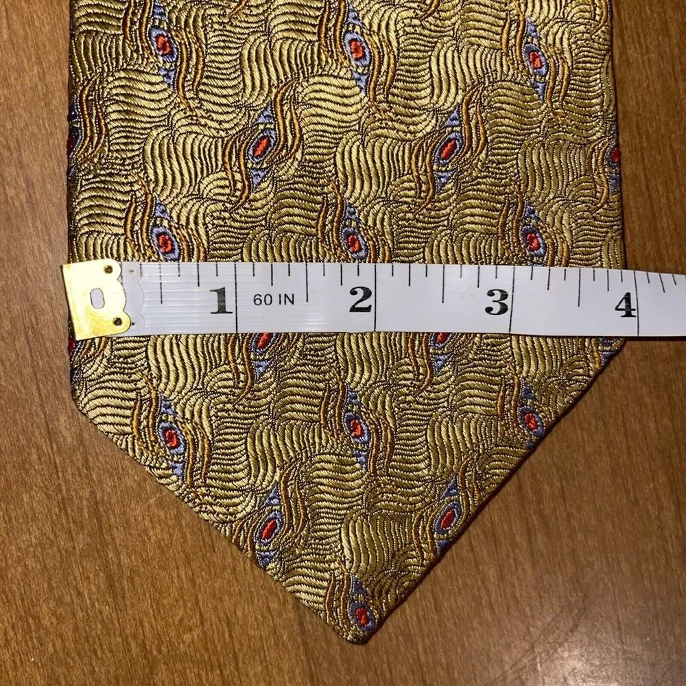 Robert Talbott Studio Neck Tie Men‎ Yellow Gold Hand Sewn Imported Silk Made USA